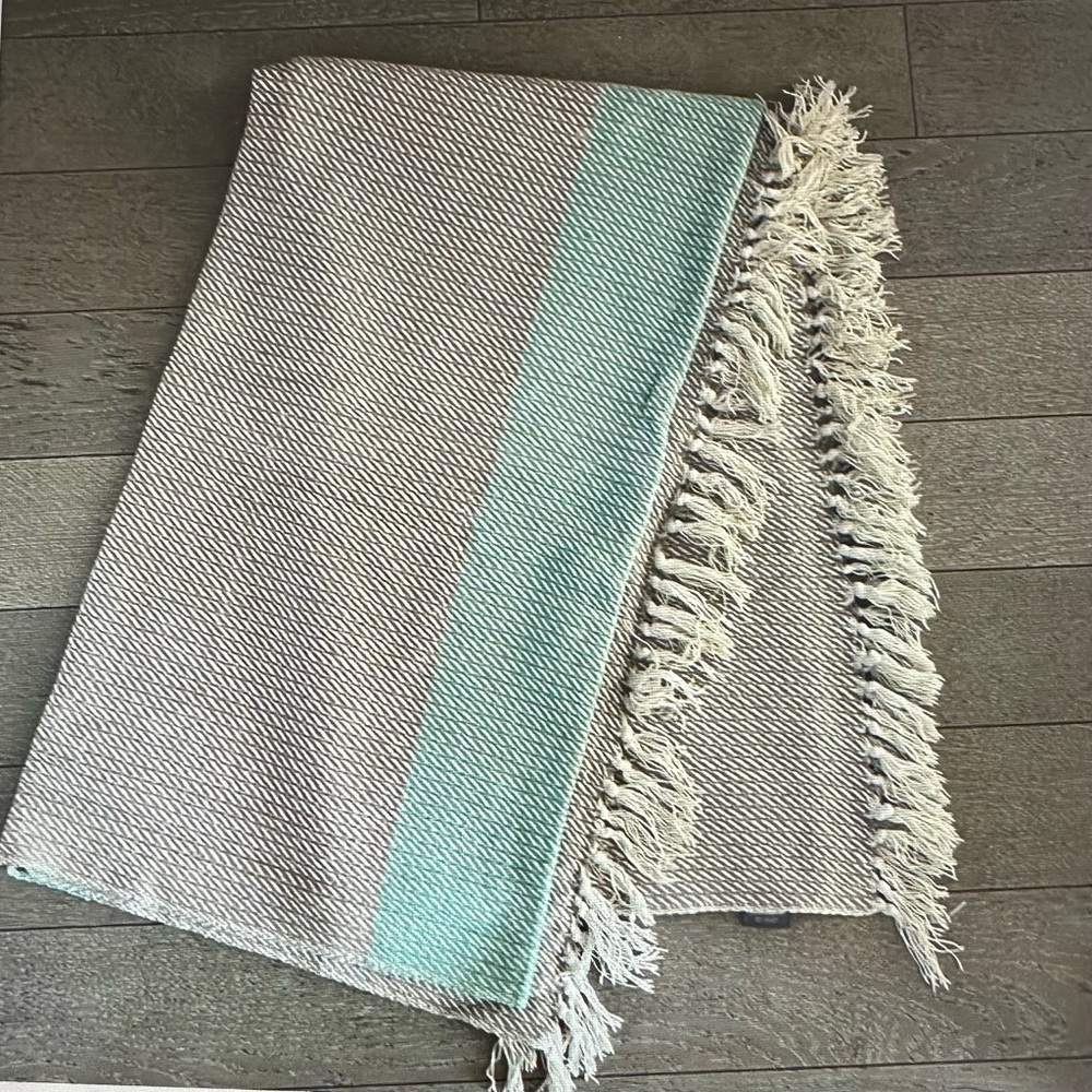 SOHO Blanket Throw Boho 100% Cotton Woven Fringe Excellent 55cm x 66cm